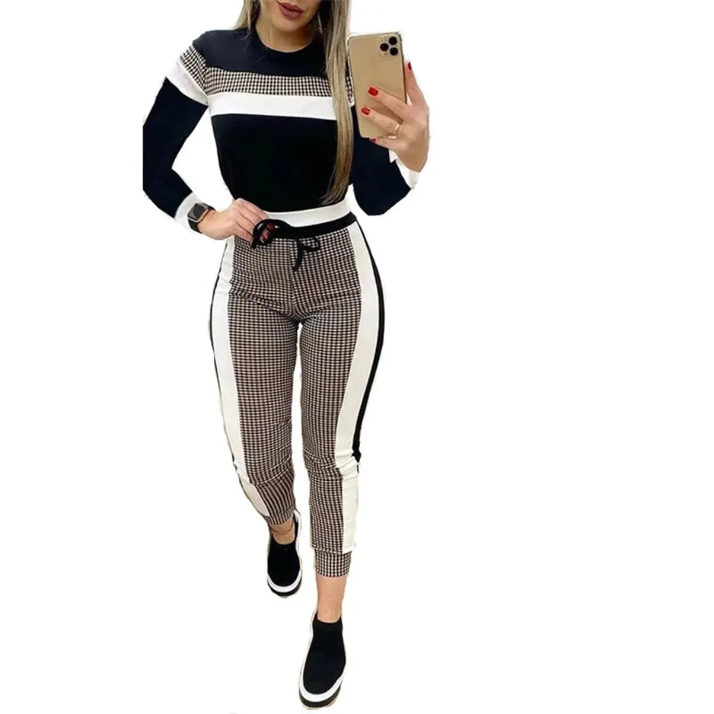 

Костюм узкого кроя в европейском и американском стиле с цветным принтом и длинными рукавами, повседневный костюм для электронной торговли Wish