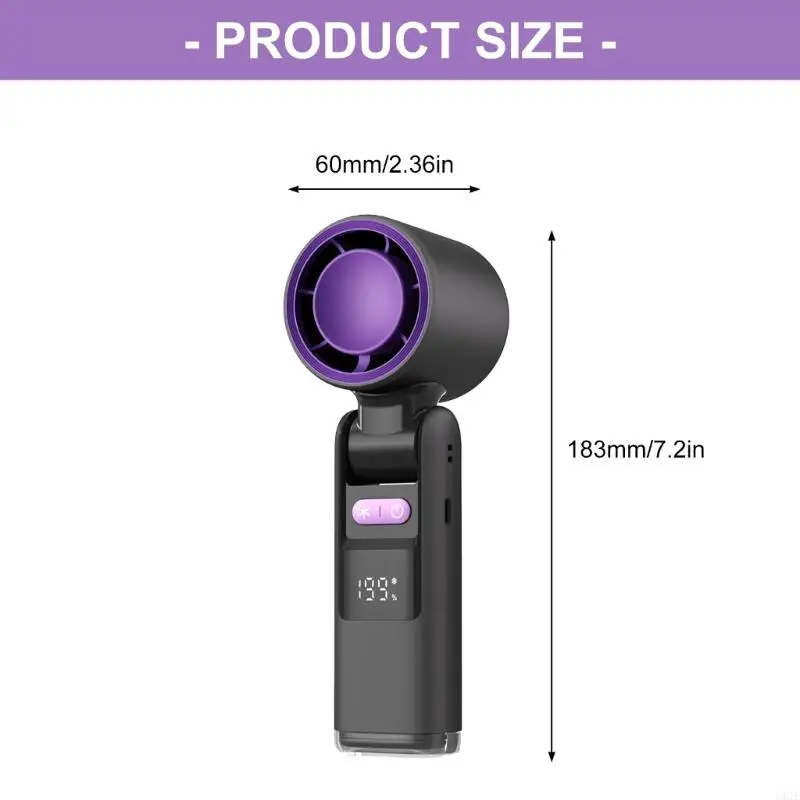 u1je في الهواء الطلق مروحة محمولة محمولة معاد شحنها منفاخ الهواء اللاسلكي القابل للطي 4000 مللي أمبير في الساعة