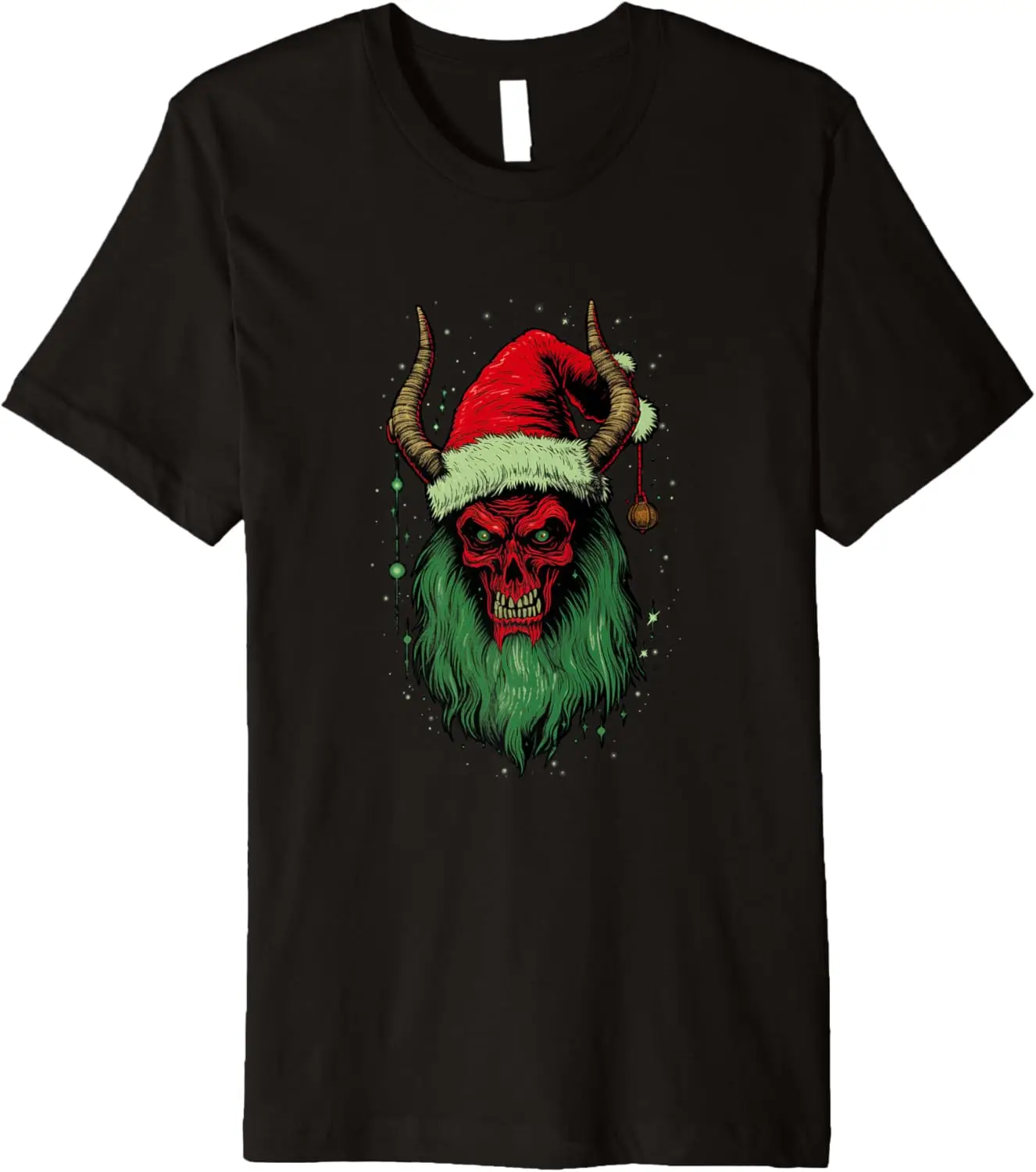 Camiseta premium com gráfico de terror vintage Krampus para férias de Natal