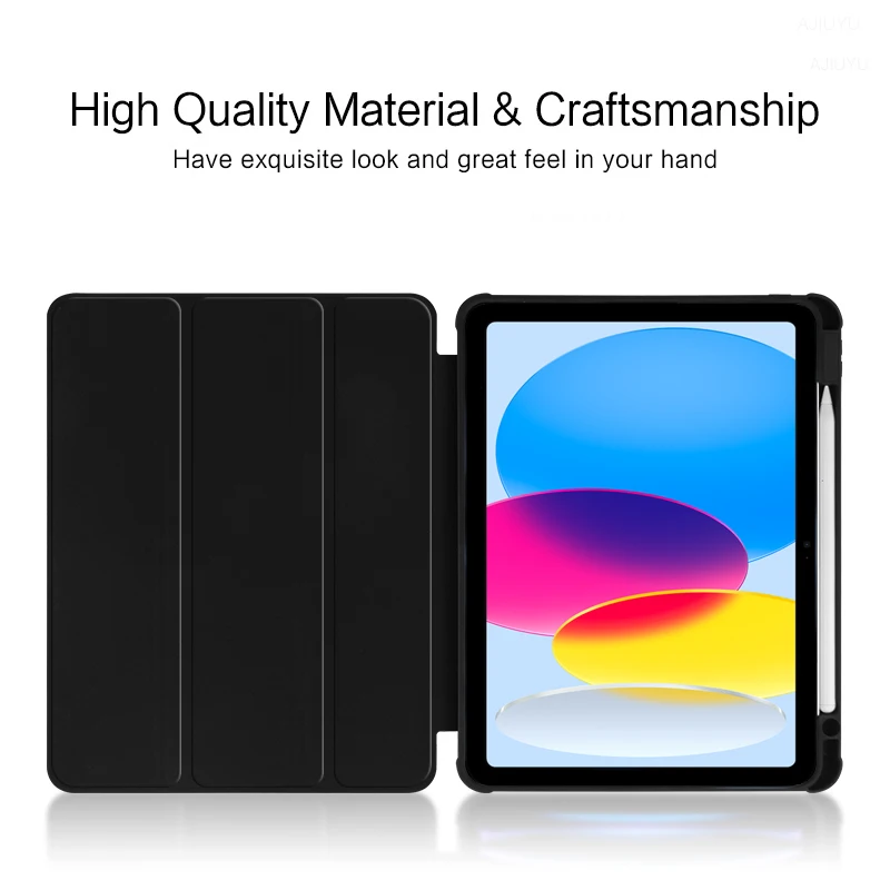 AJIUYU For iPad A16 2025 Case 11 inch Tri-Folding Flip Stand Cover For iPad 11th 10th Generation 2022 With Pencil Holder Case