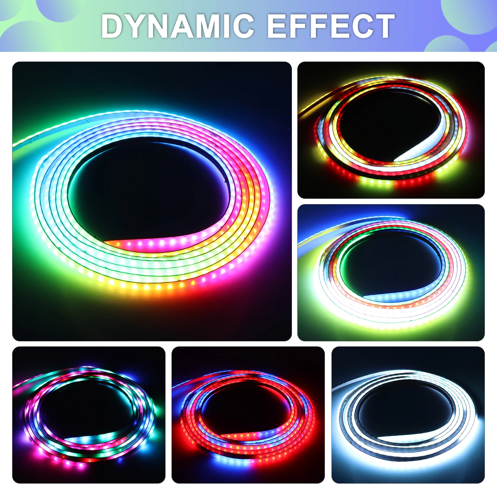 15pcs 2m RGBIC LED Strip 5V 3mm Ultra Thin Addressable LED Strip Pixel Control 240LEDs WS2812B Dream Color USB Powered LED Tape