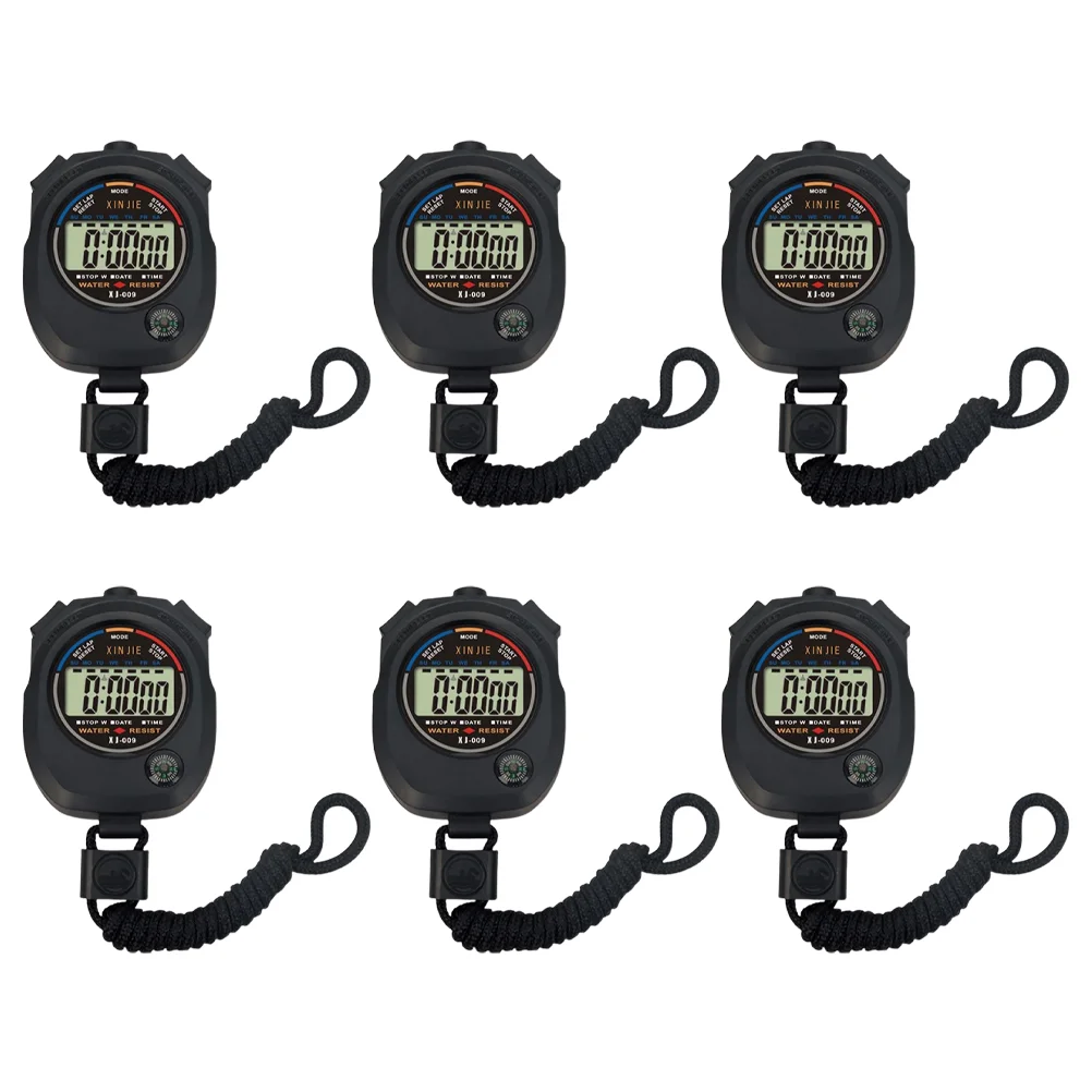 6 Pcs Timer Multiple Function Stopwatch Match Training Multifunction Swimming Referee Sports Abs Professional for Games