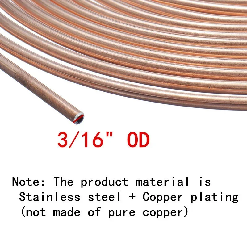 1x/25ft 2x 7.62เมตรม้วนท่อม้วนรถยนต์ของ3/16 "ท่อเบรคทองแดงชุบเหล็กท่อสายท่อท่อท่อท่อ + น็อต16ชิ้น