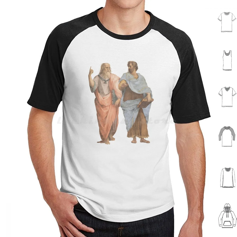 Platon et aristote Version transparente t-shirt grande taille 100% coton aristote Platon philosophie Socrates grec ancien Kant