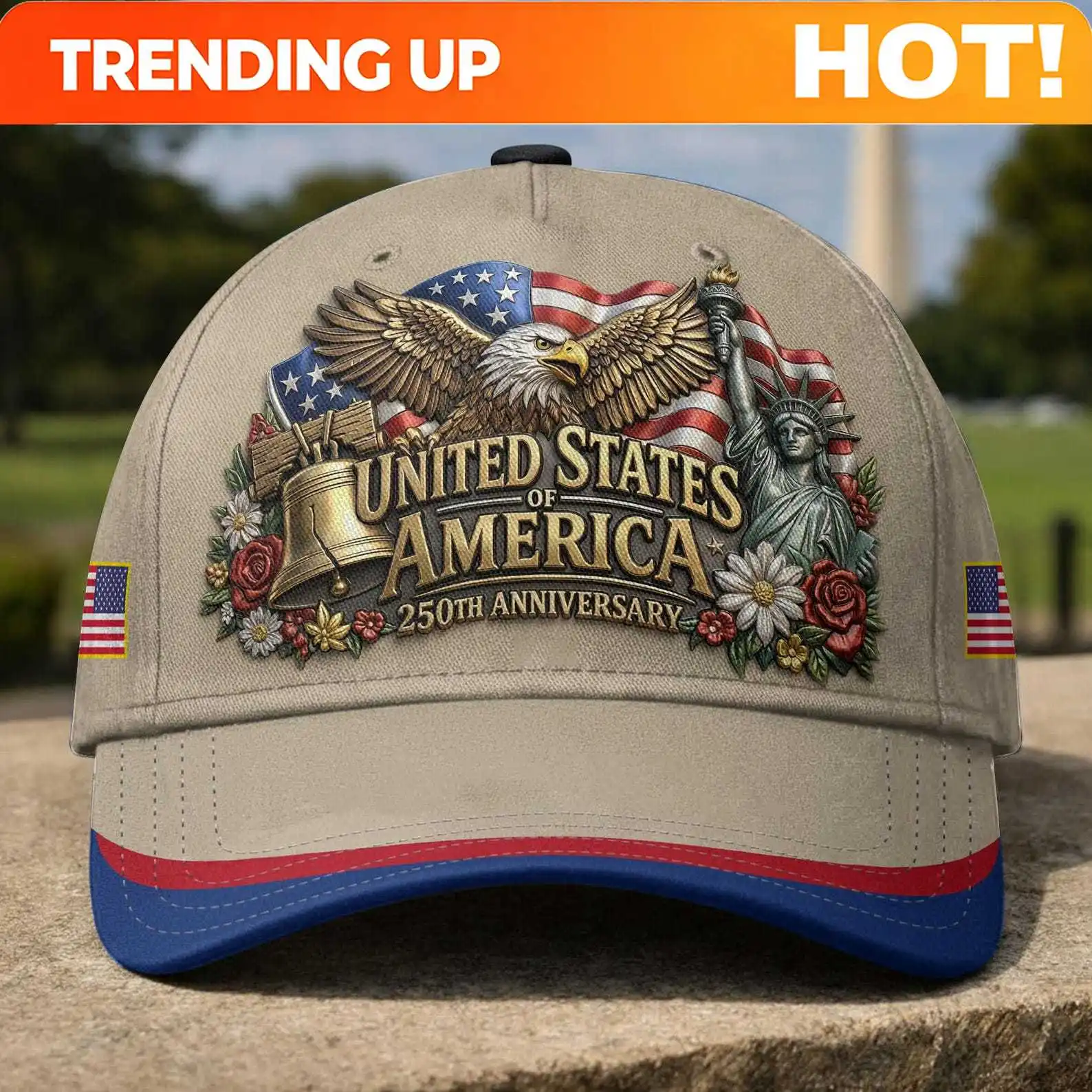 250th Anniversary USA Baseball Cap, 4th of July Hat, American Flag 1776–2026 Unisex Cap, Independence Gift, Gifts Idea For Patri