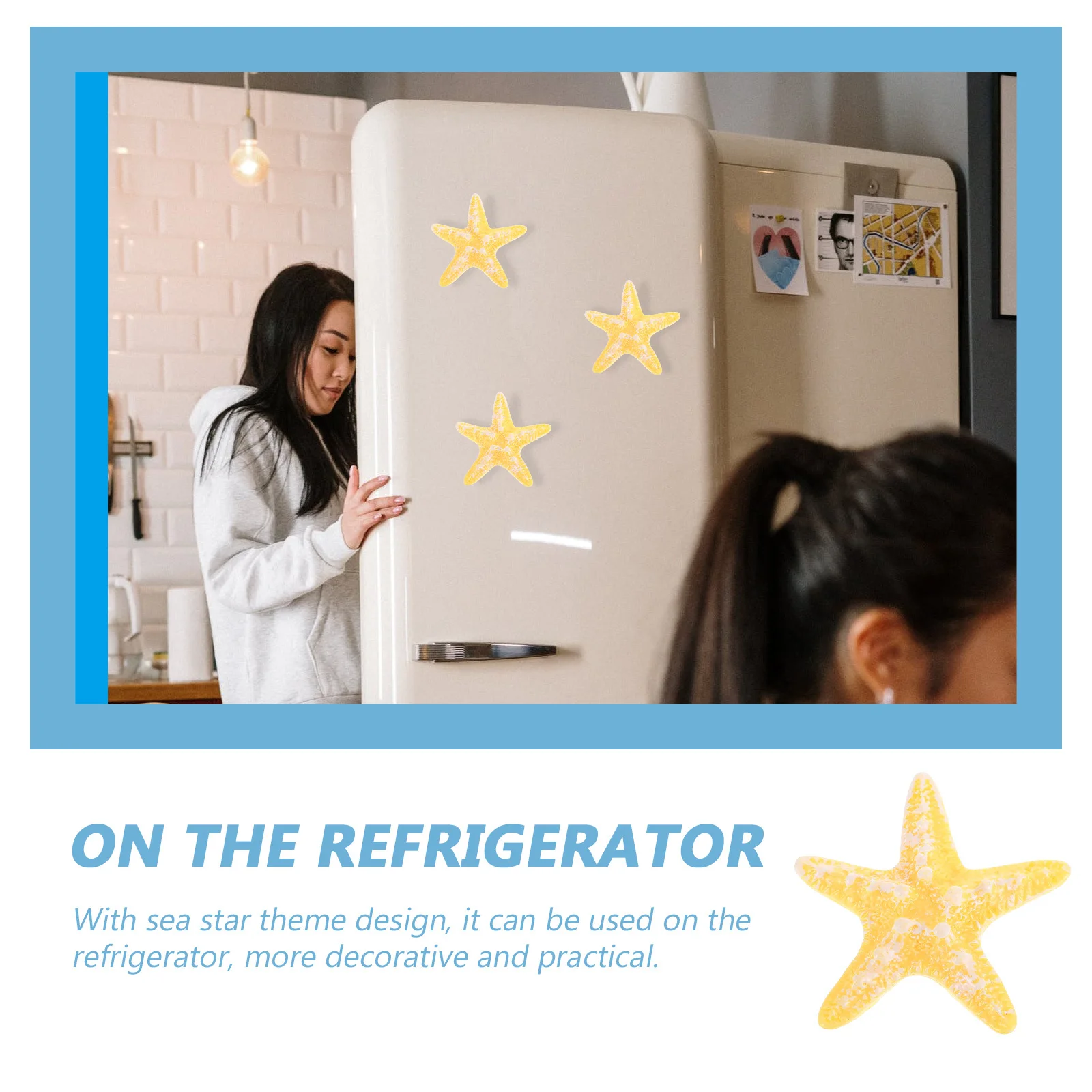 

Creative Sea Star Adornment Marine Theme Resin Ornament Simulated Sea Stars Fridge Magnet Decorative Durable Non-Scratch Ocean