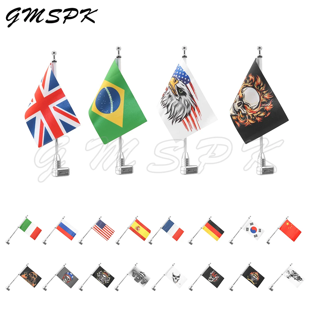 

Motorcycle Aluminum Rear Mount Flag Pole Country/Skull Flag Fit for Honda Goldwing GL1800 GL 1800 1500 1200 2001-2011