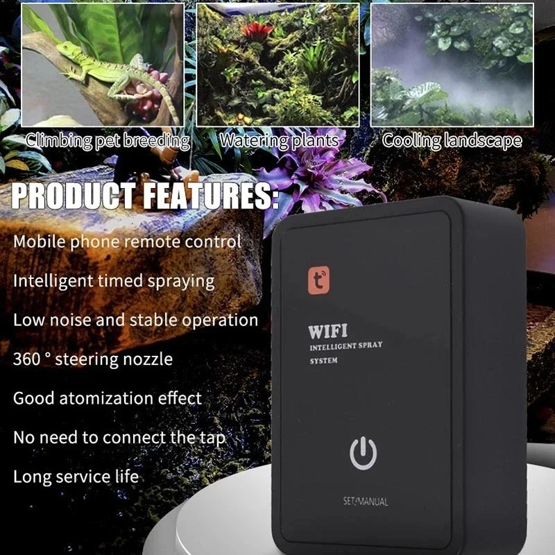 Intelligent Automatic Reptile Fogger Mister System WiFi Remote Control Reptile Humidifier with Timer Terrarium Rainforest System