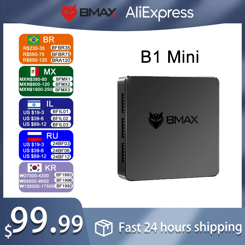 BMAX Mini PC B1 Mini Windows11Pro 8GB RAM 128GB ROM N4000 Micro ordenador de escritorio WiFi de doble banda Mini Pc