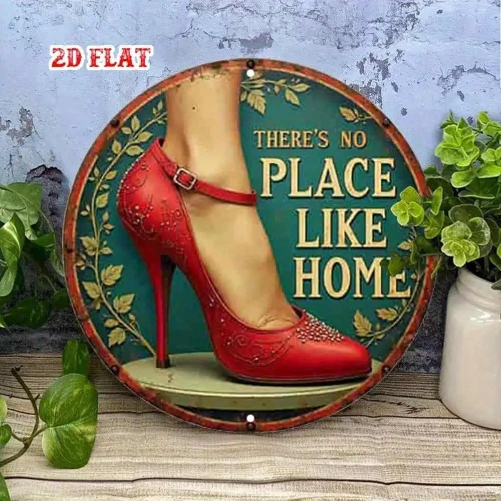 Vintage Rustic Aluminum Wall Art 12x8 Inch Waterproof Durable Metal Tin Sign Red Heels Home Quote For Farmhouse Kitchen Decor