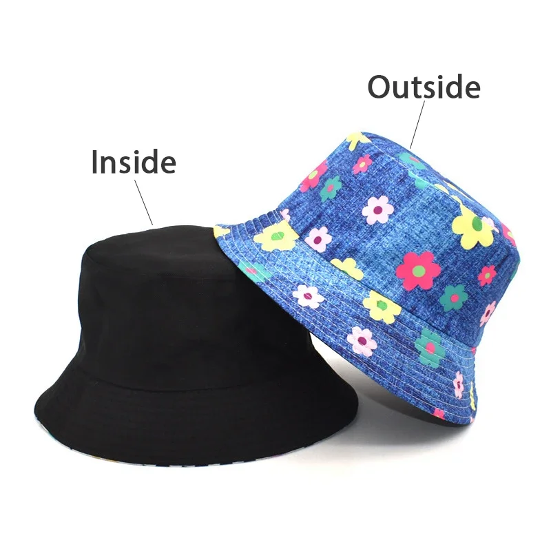 Sombrero de pescador con estampado Floral para mujer, gorro de pescador de Panamá con flores ámbar, plegable de doble cara para playa y exteriores, moda de verano