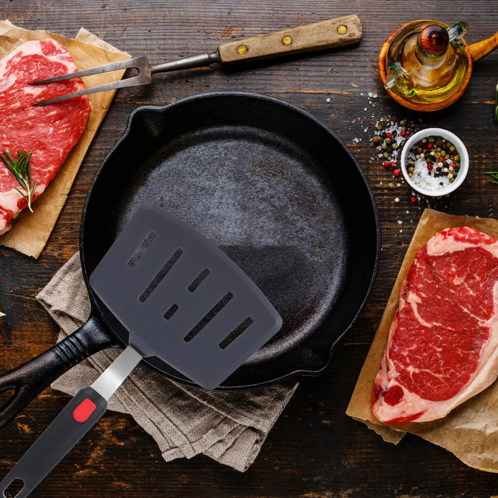 

Heat Resistant Silicone Wide Spatula Turner for Nonstick Cookware Slotted Kitchen Cooking Utensil Pancakes Eggs Fish