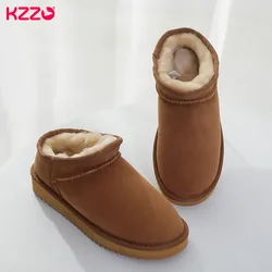 KZZO Fashion Winter Ankle Rubber Wool Boots For Women Australian Genuine Cowhide Leather Classic Snow Boots Solid Ladies' Shoes