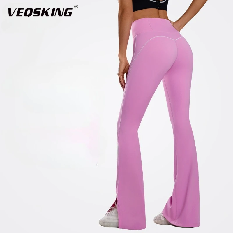 

Women's New Micro Flared Yoga Pants, Striped High Waisted Hip Lifting Pants, Tight Fitting Quick Drying Slimming Sports Pants
