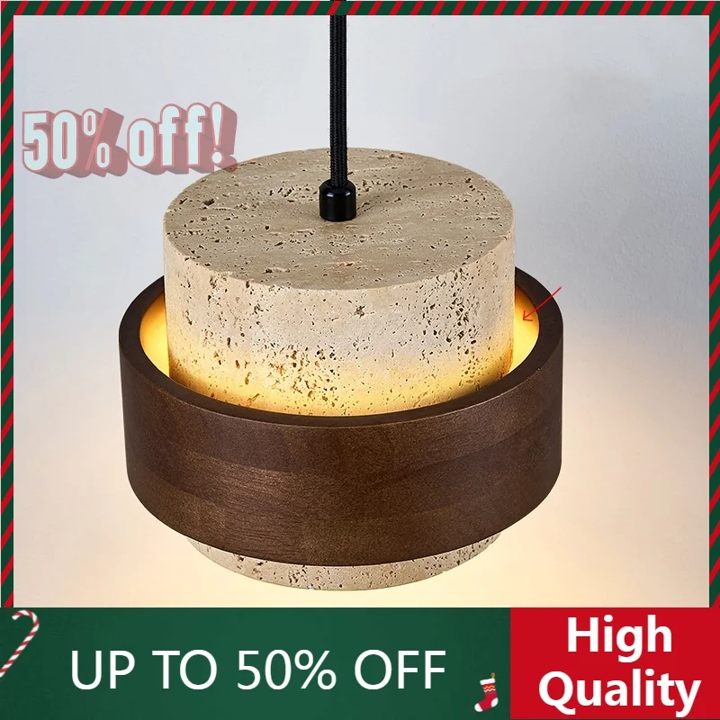 Nordic Modern Yellow Travertine LED Wall Lamp Pull Chain Switch Bedroom Bar Stone Wood Bathroom Stair Mirror Light Lamparas