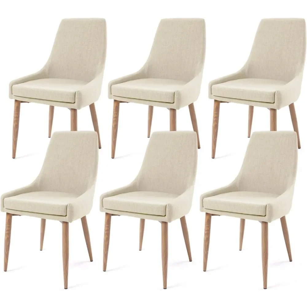 

Dining Chair Set of 6 with High Back, Metal Legs, Accent Living Room Chairs, Upholstered Fabric Dining Chair