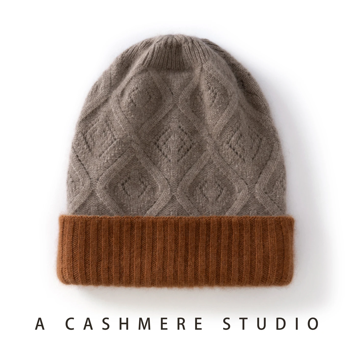 High-Quality 2-Layer Unisex 100% Cashmere Beanie Padded Leisure Hats For Men and Women in Winter Fashion Patchwork Color Caps