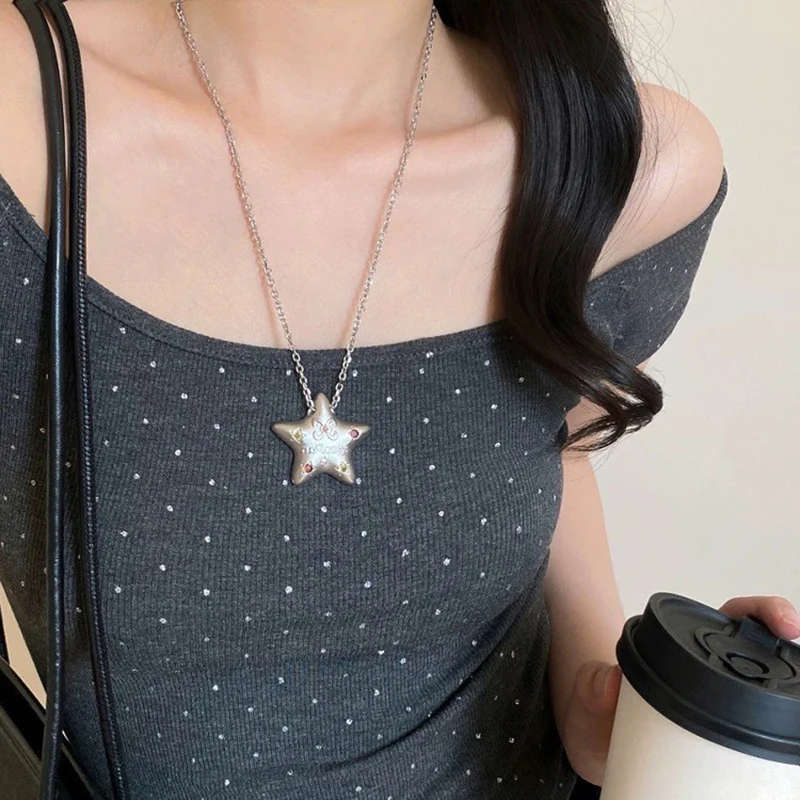 Star Pendant Necklace For Women Y2K Hip Hop Cool Hot Girls Chains Choker Korean Fashion Jewelry