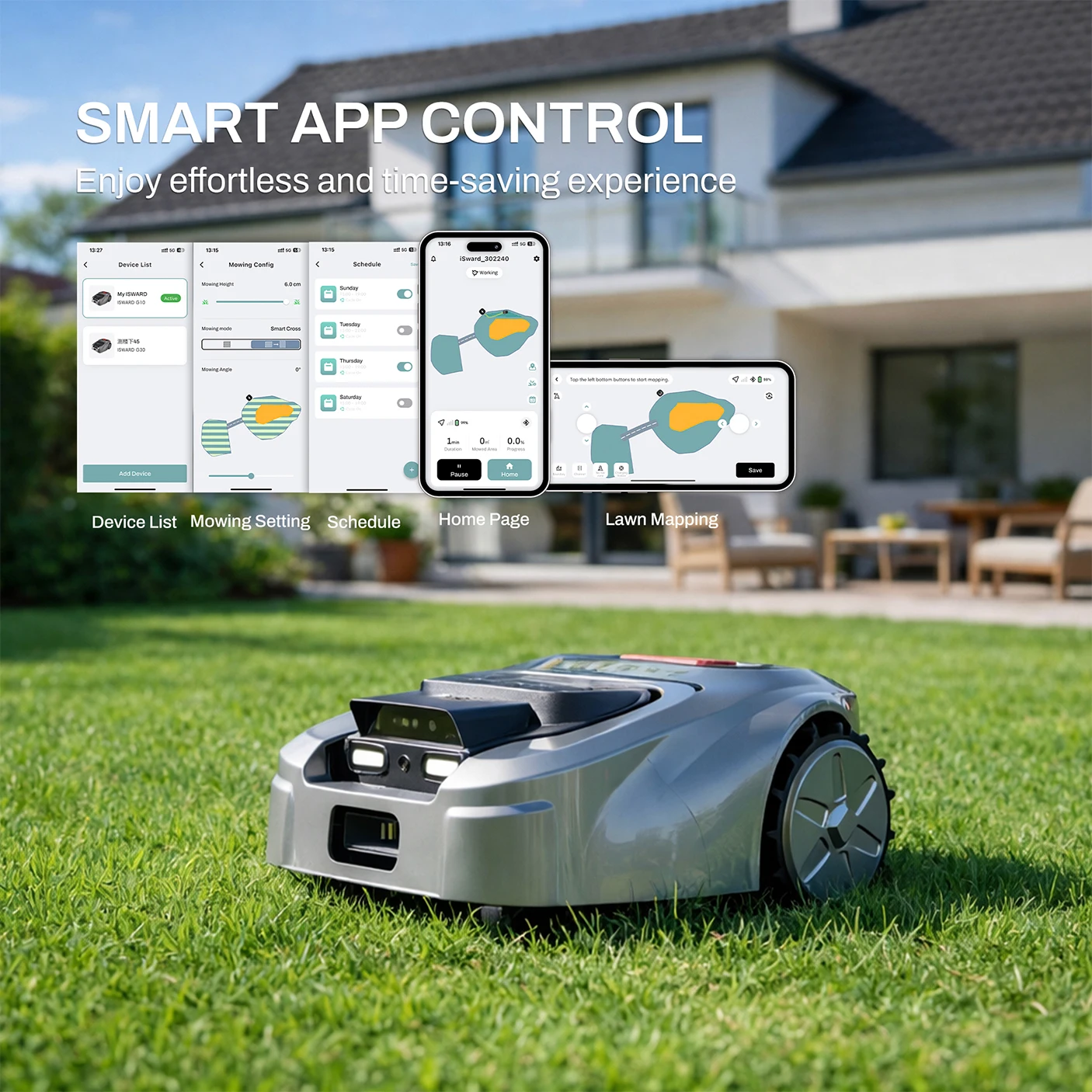 ISWARD GS Wire-Free RTK+AI Vision Robot Lawn Mower:1000㎡, Obstacle Avoidance, 4G/WiFi/Bluetooth App, GPS Anti-Theft
