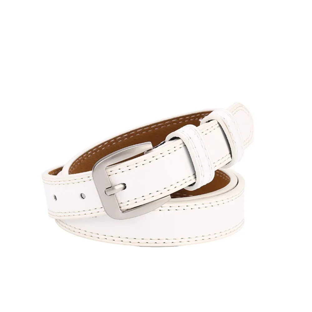 

Korean Style Women's Belt Square Buckle All Match Leather Belt Vintage Trouser Decoration Pin Buckle Belt Fashion Accessory