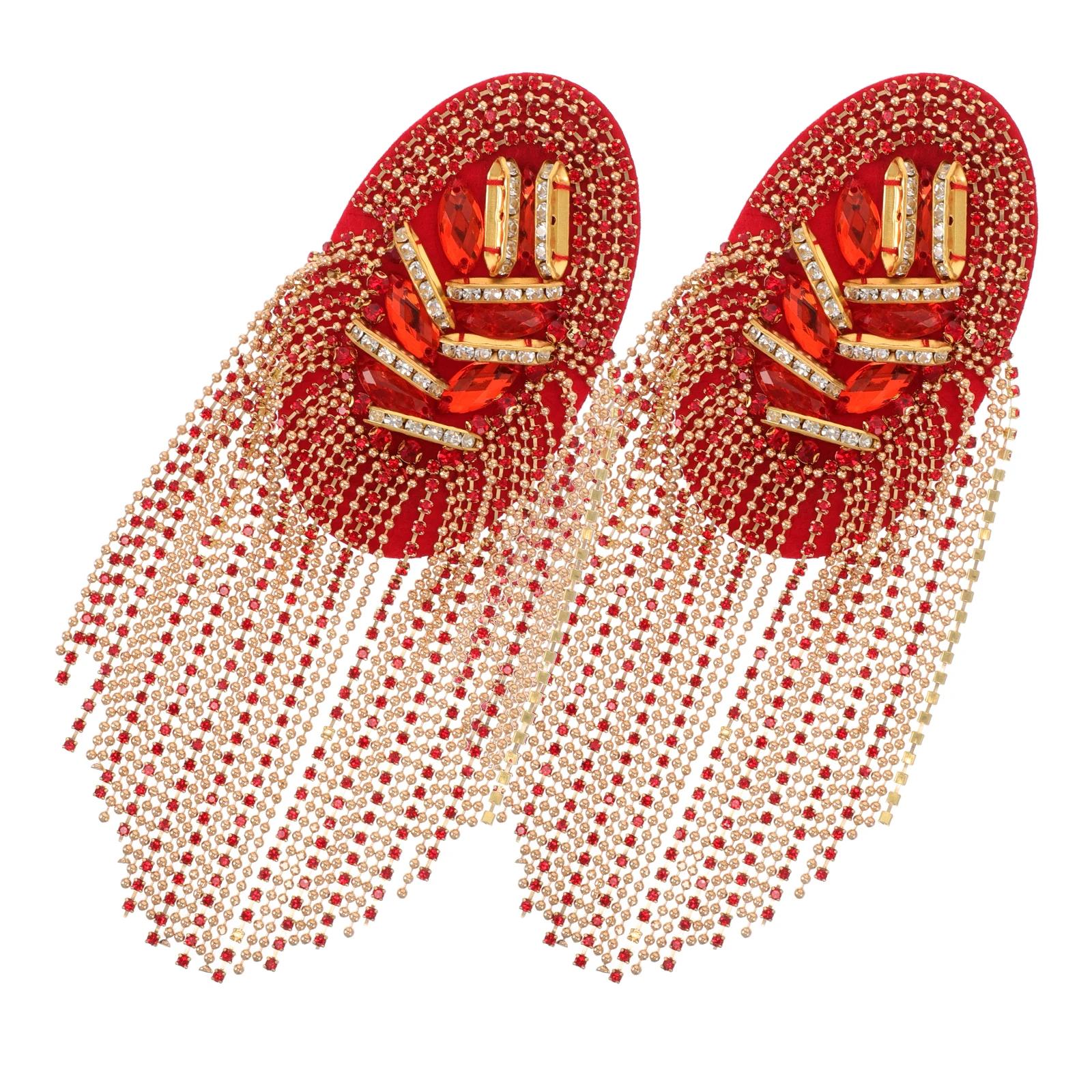 

2Pcs Metal Punk Shoulder Epaulet Handmade Beaded Tassel Fringe Badge for Jackets Suits Rhinestone Patch Applique Embellishment