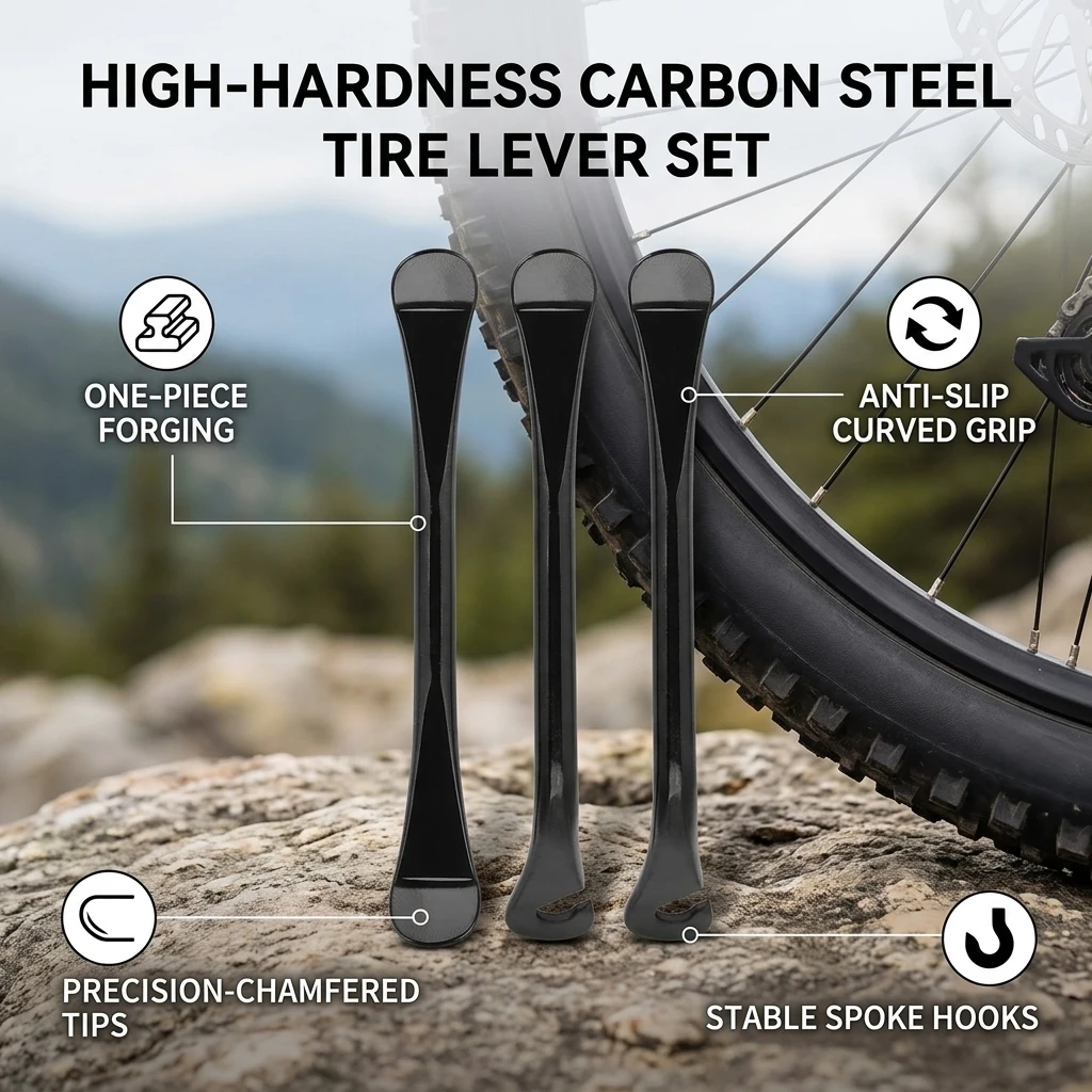 Portable Bicycle Tire Lever Hardened Carbon Steel Spoon Bike Tire Repair Tool Bike Tire Level 3PCS Bicycle Tire Repair Tool