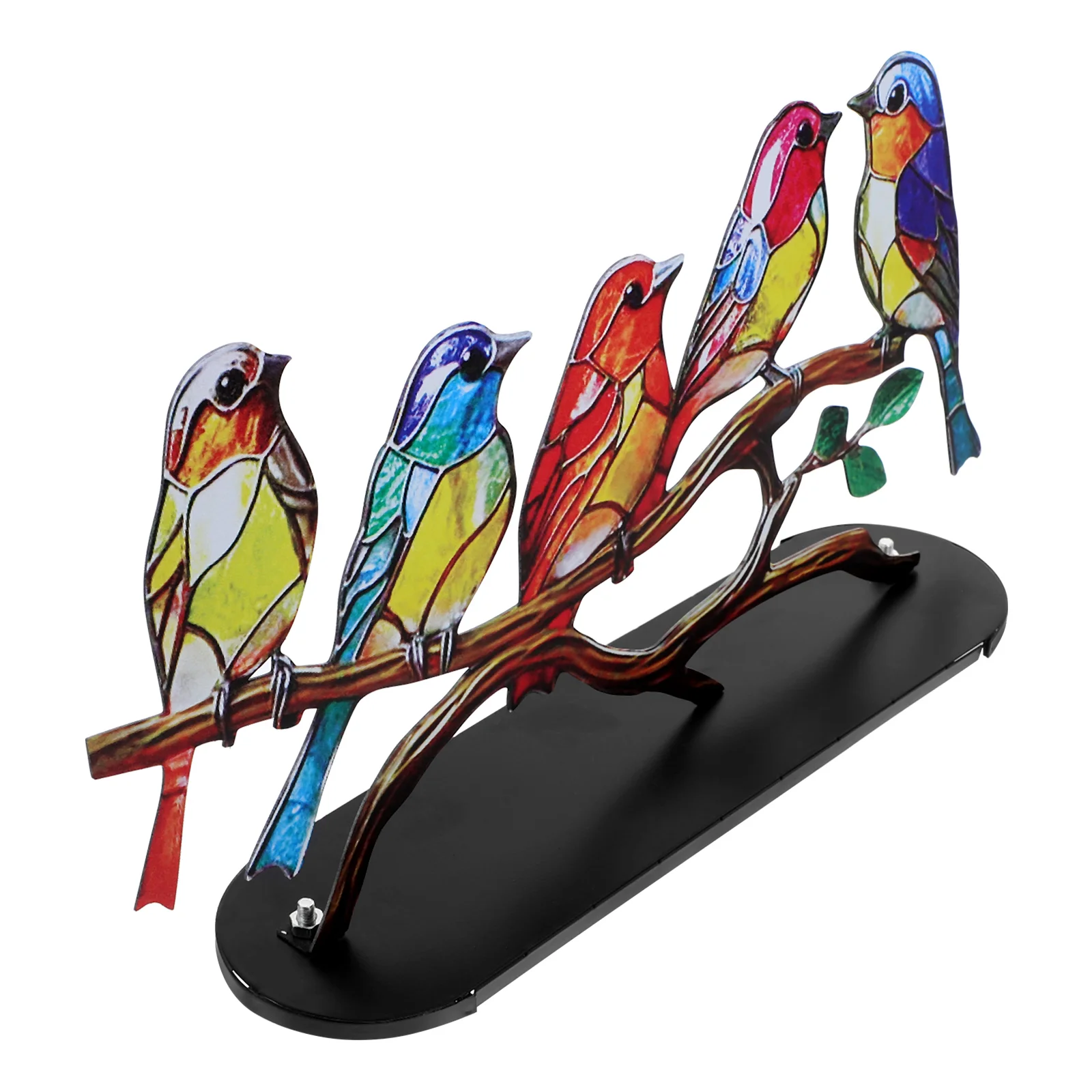 Colorful Bird Statue Metal Craft Decor Birdfeeder Birds on The Branch Garniture Bedroom for Couples Iron Figure Home Birdbath