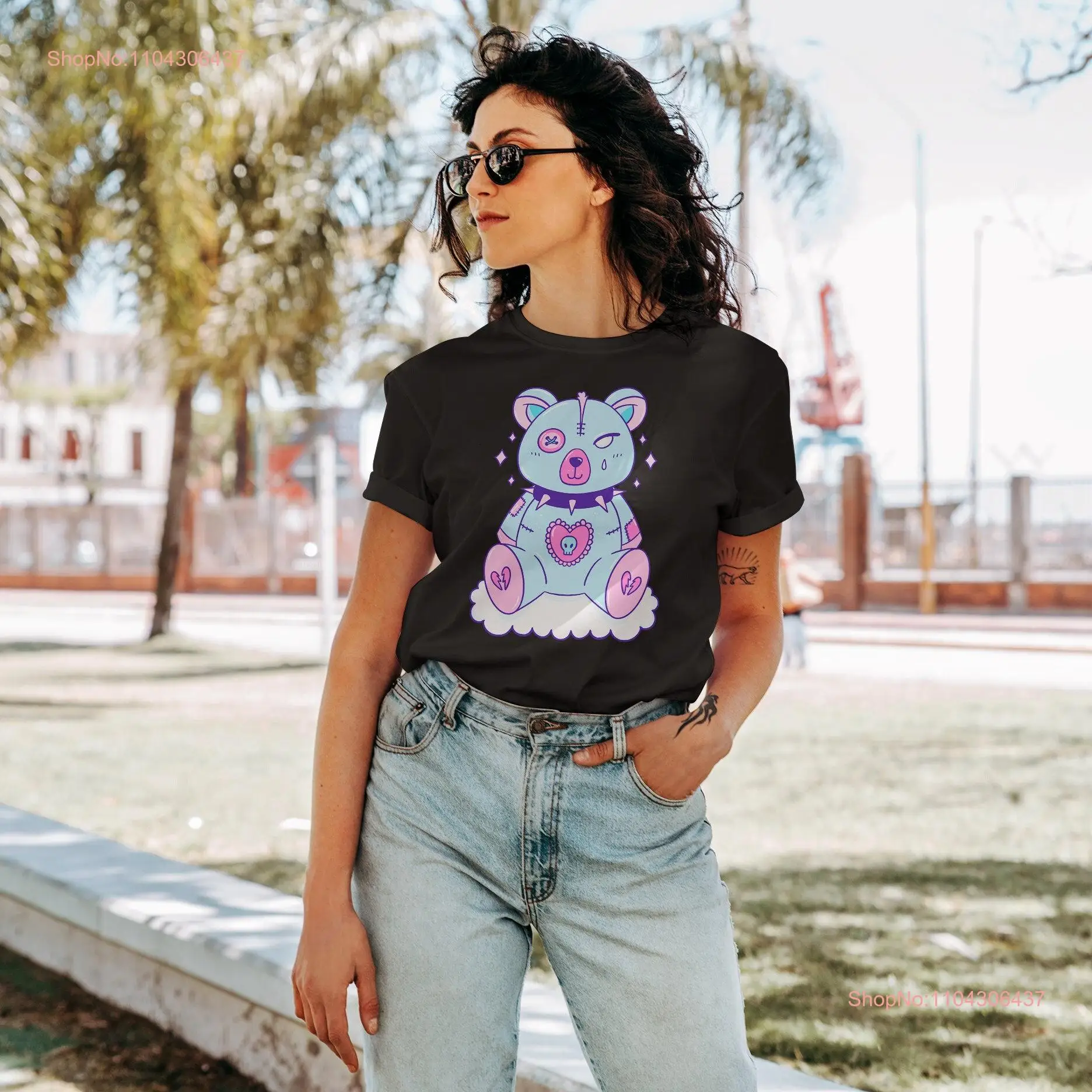 Harajuku Teddy Bear Pastel Goth T Shirt Clothing Cryptid Kawaii Clothes Creepy Cute long or short sleeves