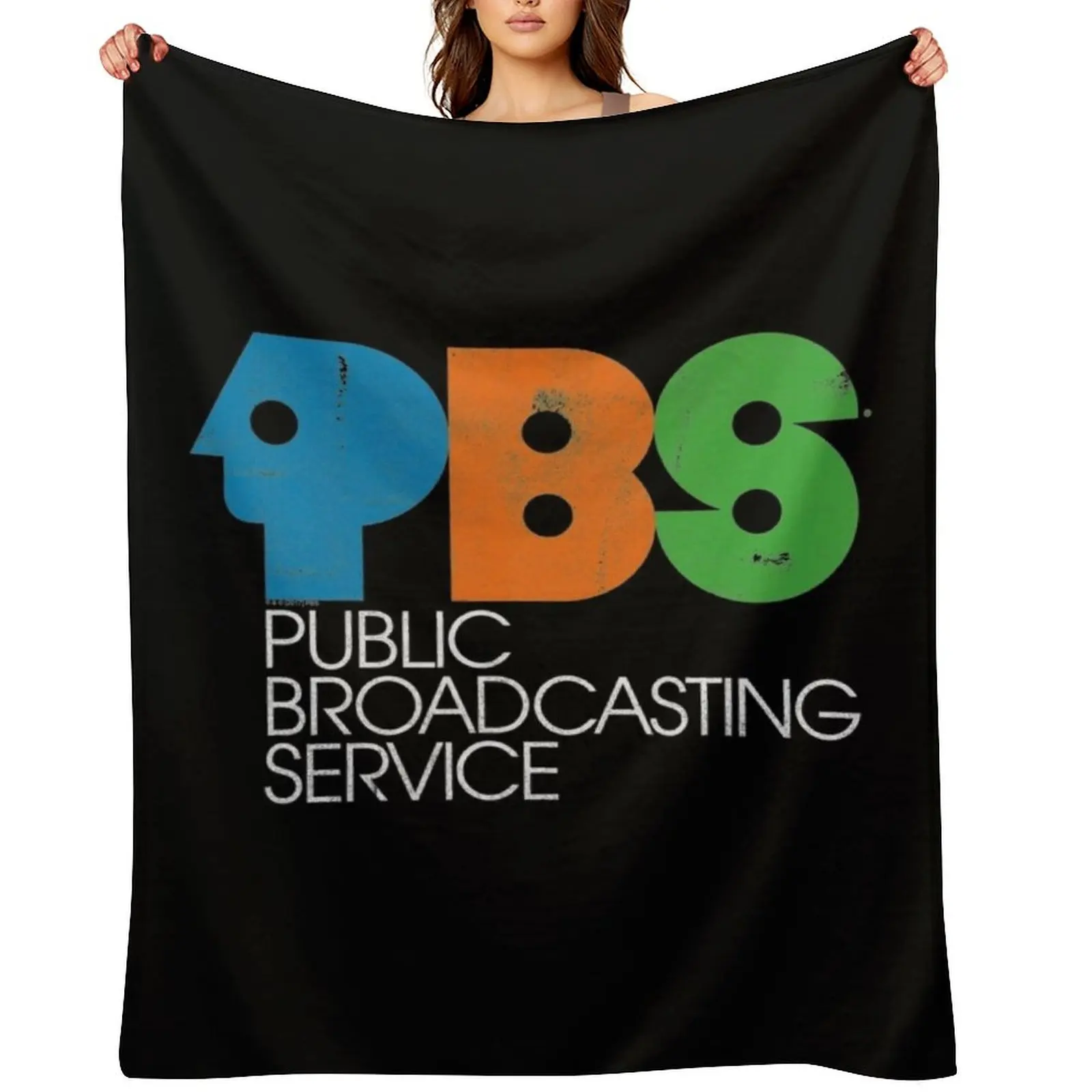 

PBS Vintage Logo Distressed Throw Blanket Warm Soft Plush Plaid Soft Plaid cosplay anime Blankets