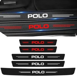 Carbon Fiber Car Door Threshold Protective Stickers For Volkswagen Polo 6R 6N 6N2 6C 9N 9N3 Rline Rear Trunk Sill Bumper Strips