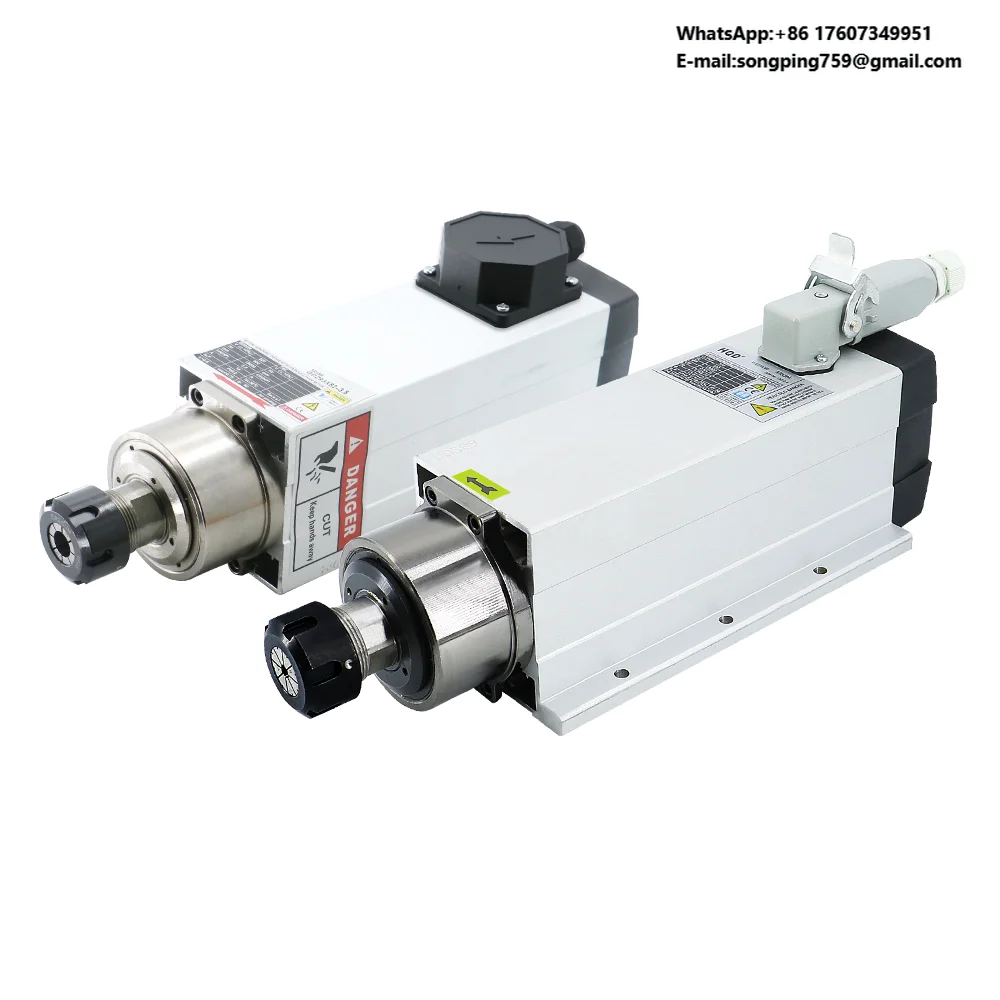 

HLTNC 93*82 18000rpm Square air-cooled 3.5kw ER25 220V 300HZ Metal Junction box Connector plug Spindle Motor for Cnc
