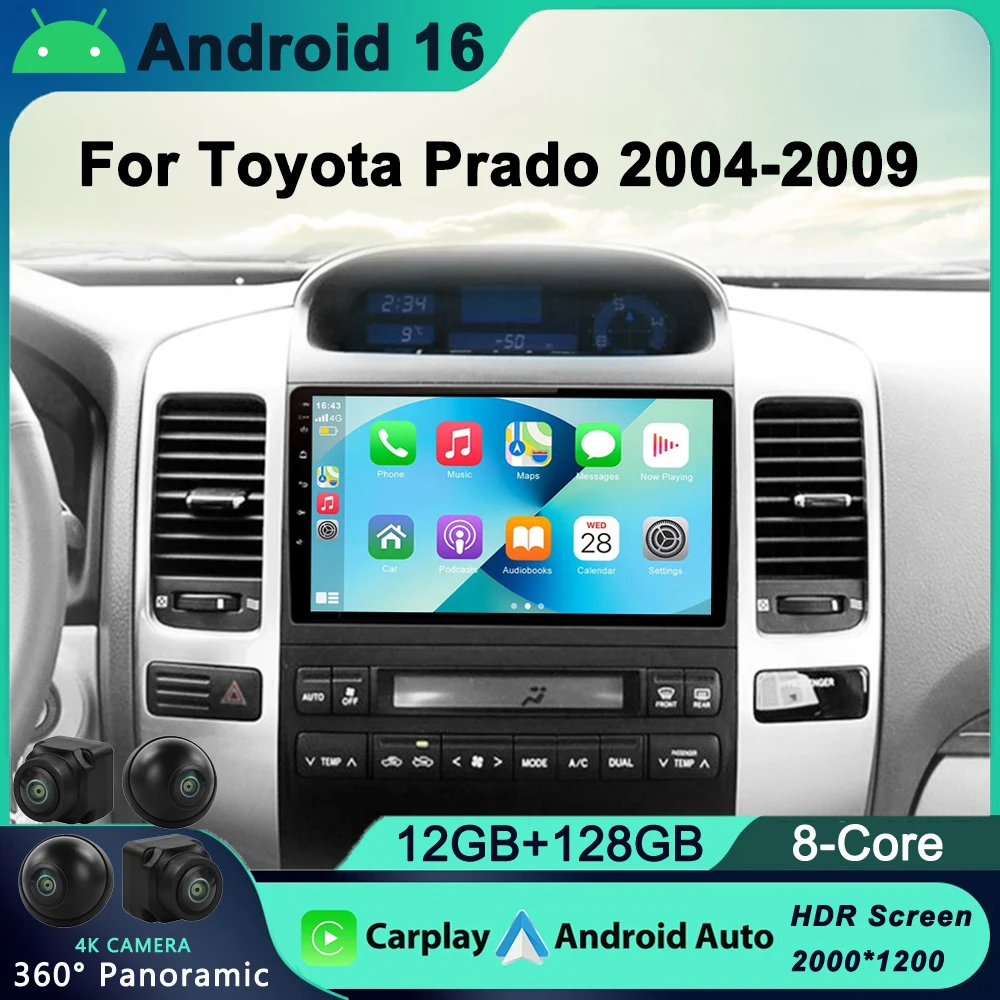 

2din Android 16 Car Radio Multimidia Video Player Navigation GPS For Toyota LAND CRUISER Prado 120 2003-2009 Head Unit
