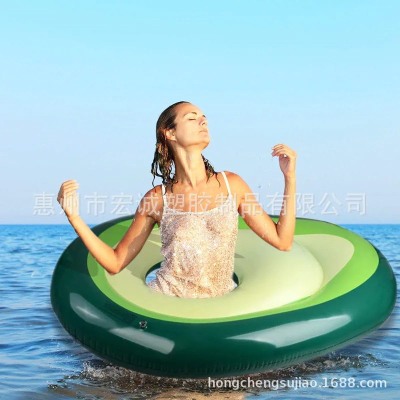 Avocado inflatable water floating row with ball avocado swimming ring big avocado water toy