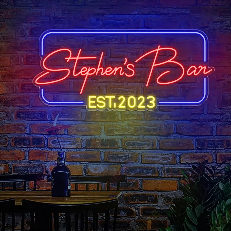 Personalized Your Name Custom Home Bar Sign|Neon Bar Sign|Man Cave Bar Sign Dual Color LED Neon Sign|Neon Light