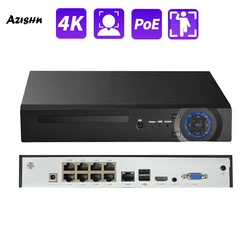 AZISHN H.265+ 4CH 8CH 16CH POE NVR For IP Security Surveillance Camera CCTV System 5MP 8MP 4K Audio Video Recorder Face Detect