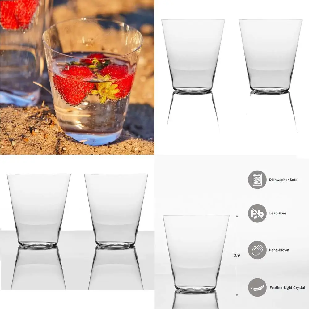 

Handcrafted Crystal Wine Glasses Set of 2, Hand-Blown Art Cocktail Tumblers
