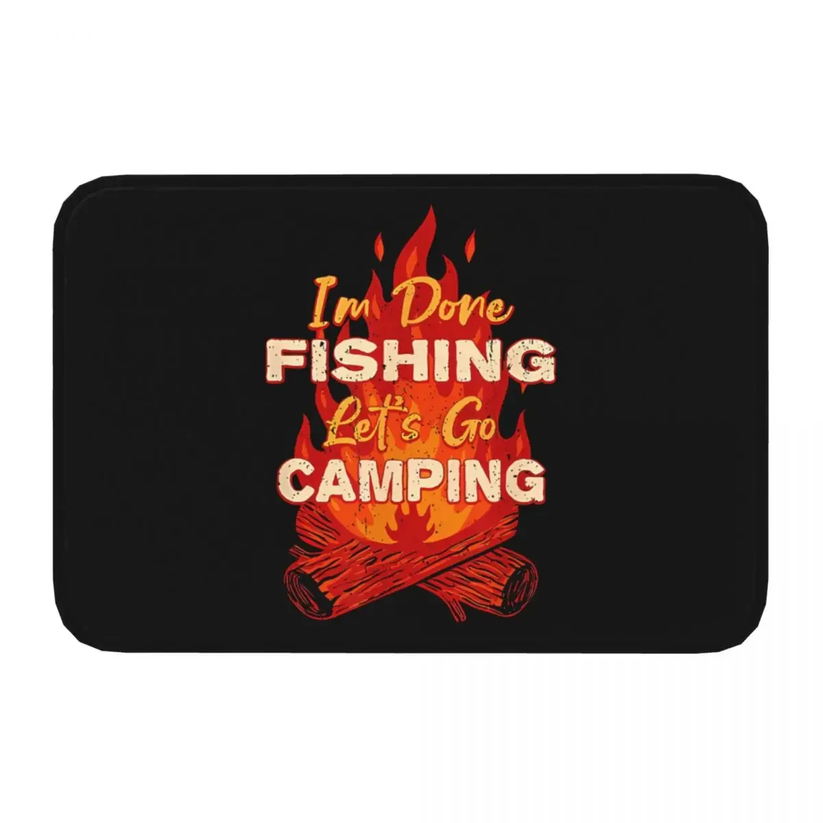 GO FISH FISHING FISHMAN Anti-Slip Rug Doormat Kitchen Mat Let's Go Camping Done Tropical Hallway Carpet Home Decorative