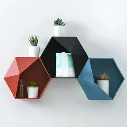 New Home Decoration Wall Rack Flower Pot Rack Wall Decoration Storage Rack Hexagonal Storage Box Decoration Creative Combination