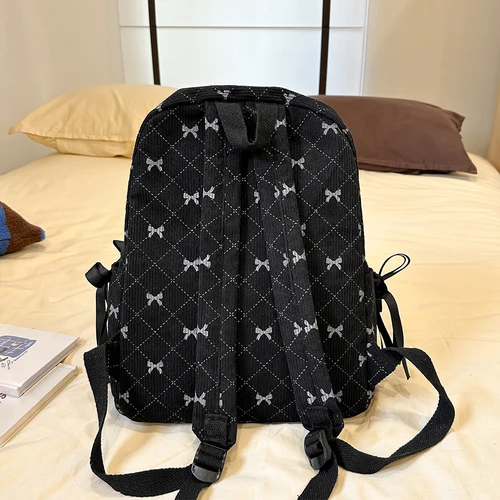 Imagen 2 del producto Mochila con lazo de pana para estudiantes universitarios, mochila versátil para estudiantes de secundaria y secundaria