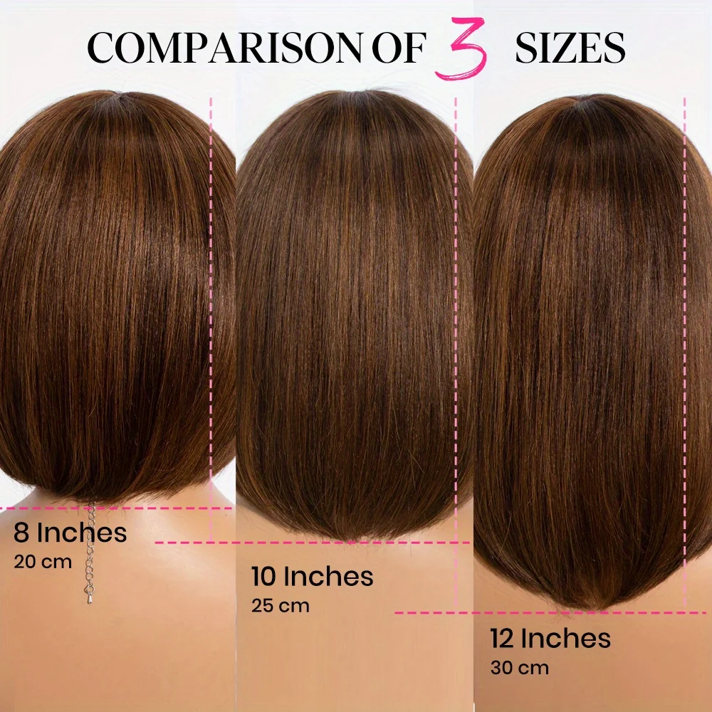 هدية عيد الميلاد العظام مستقيم قصير بوب شعر الإنسان بوب براون اللون باروكة من شعر طبيعي مع الانفجارات آلة كاملة صنع شعر مستعار ارتداء للذهاب شعر مستعار