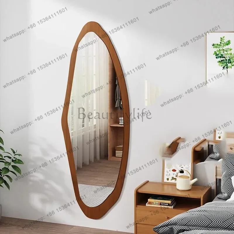 LD Custom Big Mirror Asymmetrical   Art Vintage Decoration Vanity Mirror Wooden Girls Espelhos Living Room Decorations
