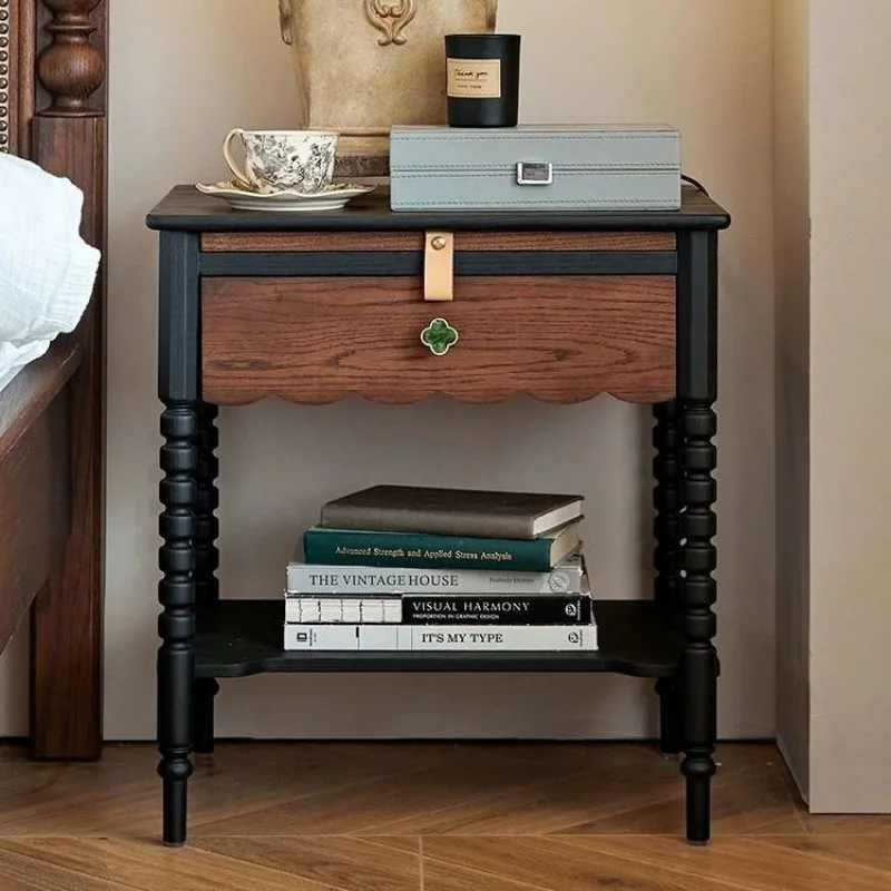 

Solid wood bedside table retro living room side several bedrooms bedside table