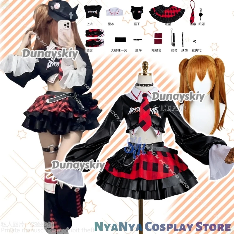 

Rock Punk disfraz Anime Asuuka Japanese Jirai Kei Girls Cosplay Y2K Fashion Black Red Cake Dress Check Skirt Lolita Halloween