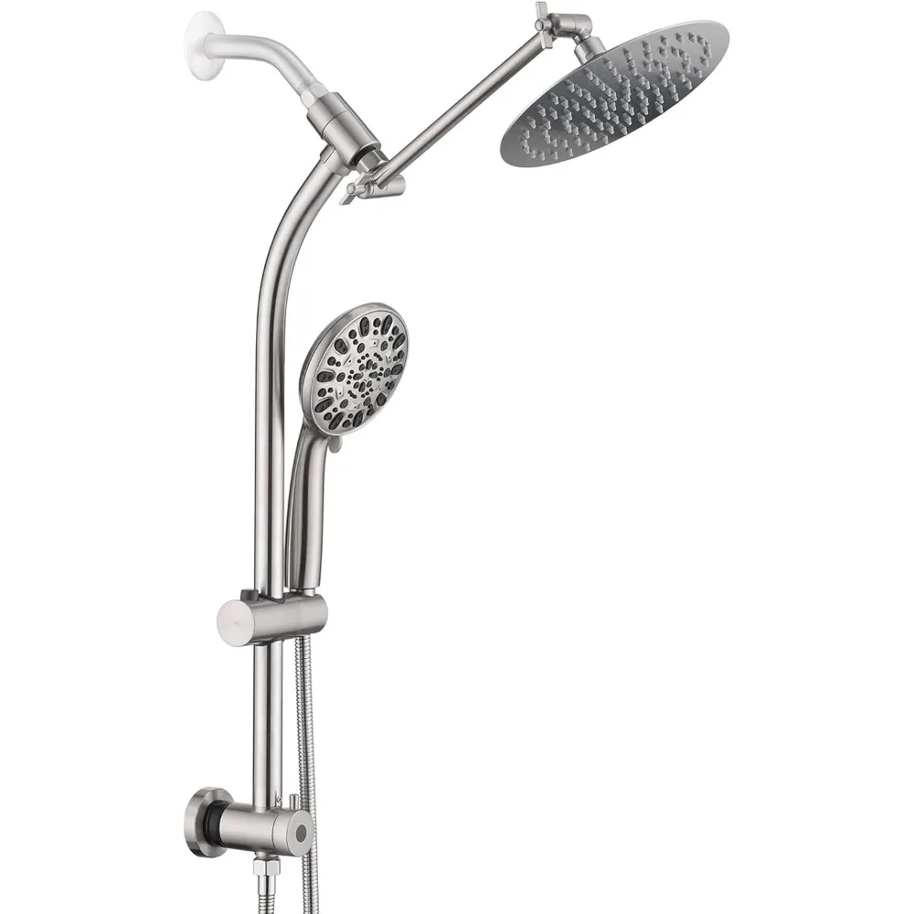 

8-дюймовая круглая насадка для душа с ручным распылителем высокого давления, направляющая без сверления с регулируемым удлинителем для душа