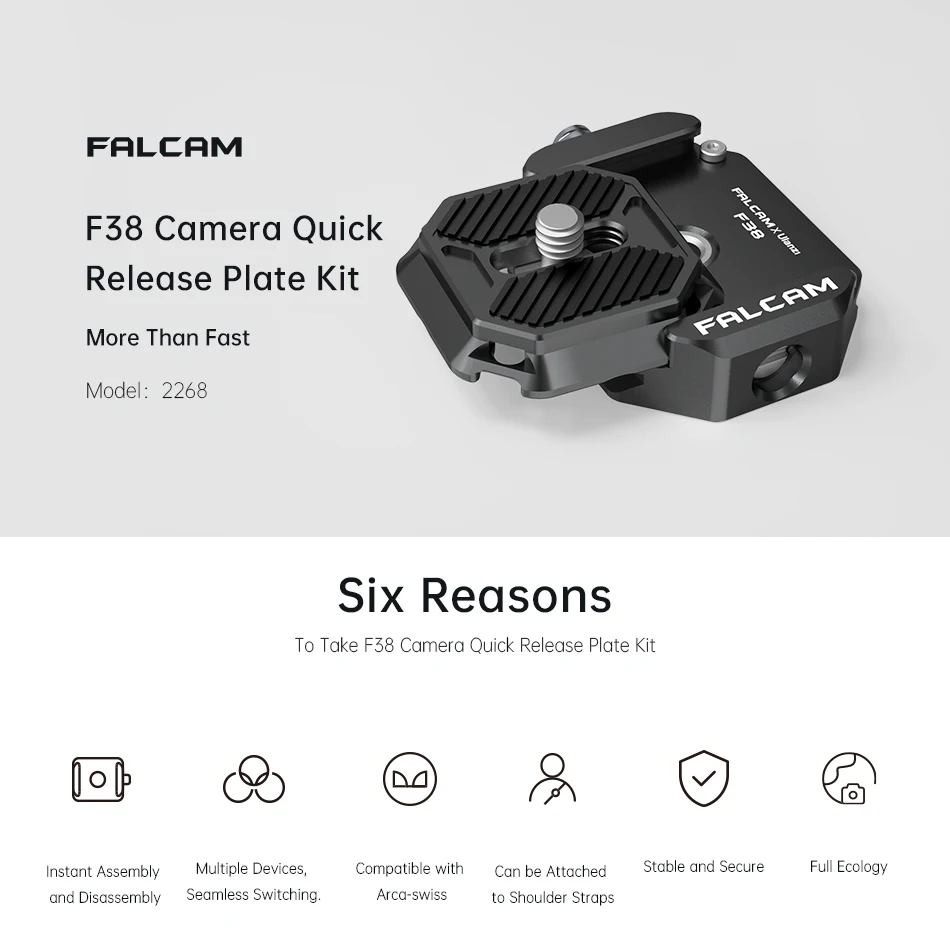 ​FALCAM F38 Camera Quick Release Plate Kit 1/4 and 3/8 threaded holes Quick Switch QR System for DSLR Camera Tripod Gimbal