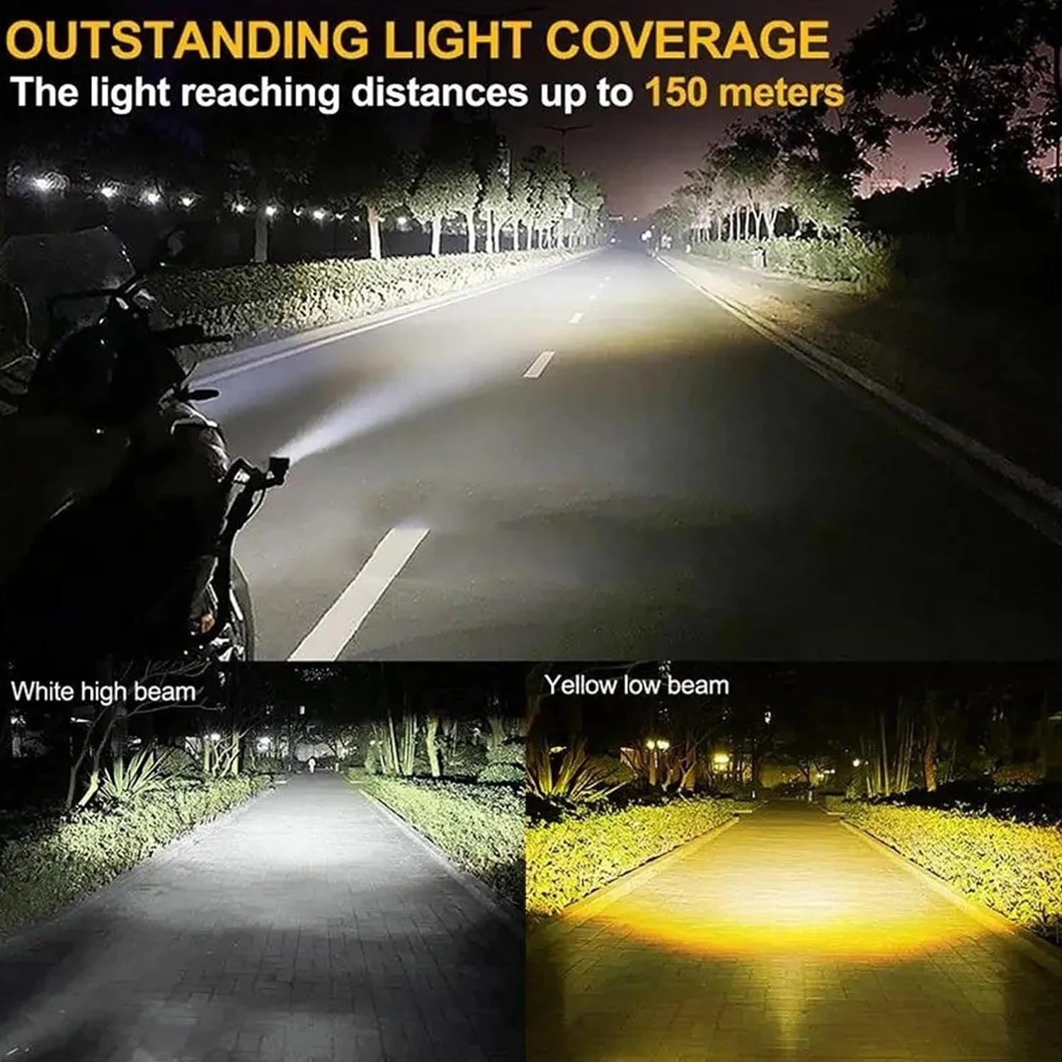 1PC Motorcycle LED Lens Spotlight Double Lenses Spotlight Motorcycles Auxiliary Fog Lamp Dual Color White Yellow Light image 3