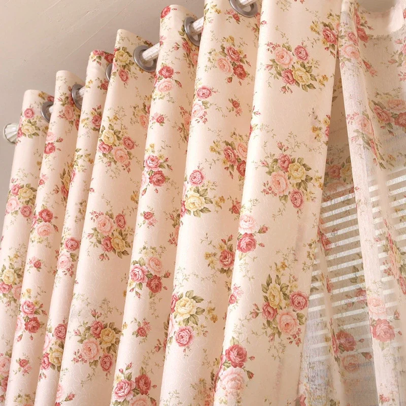 

Countryside New Flower Curtains for Living Dining Room Bedroom Korean Garden Marriage Room in Small Girl Customize