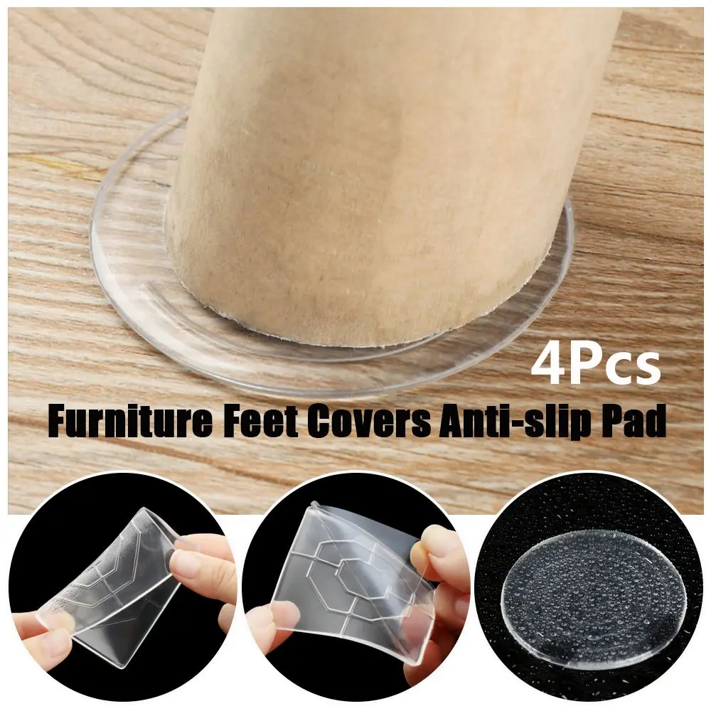 4pcs Non-Slip Mute Solid Silicone Floor Protector Thick Table Pads Furniture Feet Covers Chair Leg Caps Anti-slip Pad