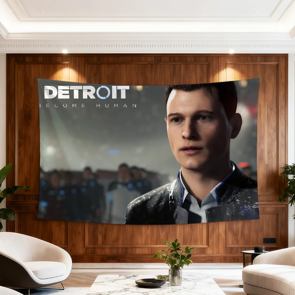 Game D-Detroit Become Human C-Connor Flagge für Zimmer, Wohnheim, Party, Hogar, Nachttisch, Wohnzimmer, Wandbehang, Gartendekoration, Banner, Geschenk – Detail 14
