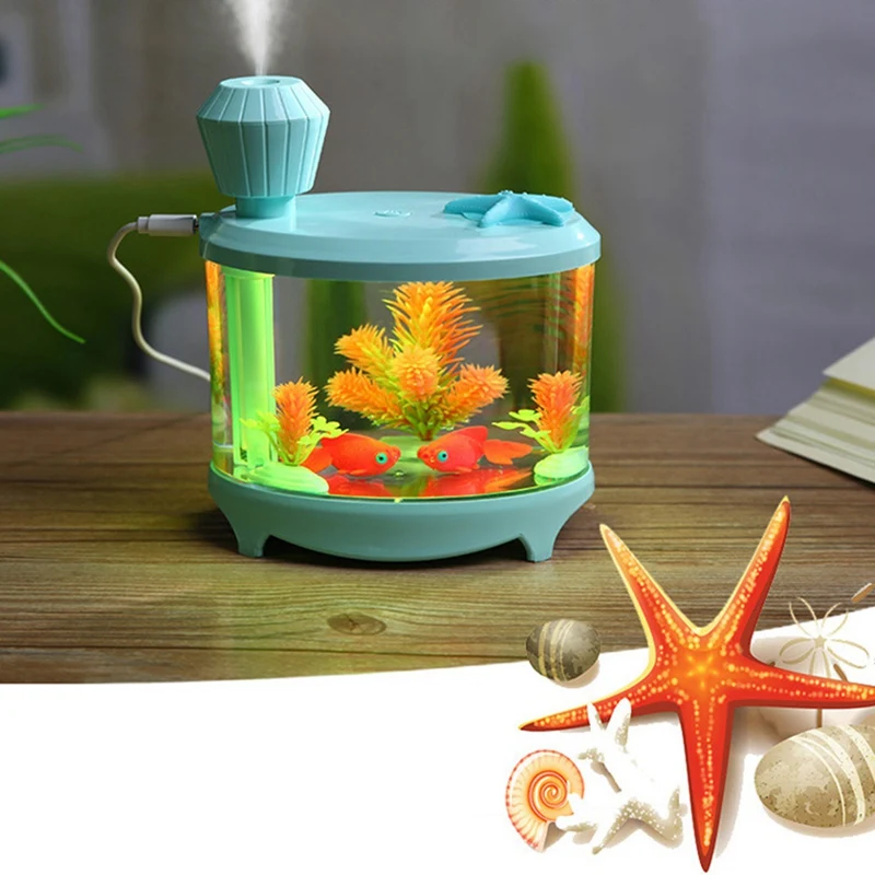 Creative Fish Tank Air Humidifier Diffuser Colorful Night Light DC5V USB Mini Mist Maker 460ML Water Diffuser